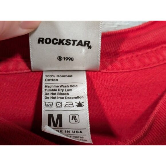 Vintage 90s 1998 Rockstar Games Logo Video Game T-Shirt Red Graphic GTA USA - Picture 3 of 9